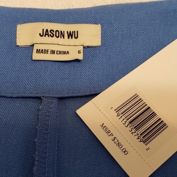 Jason‎ Wu Blue Linen Blend Braided High Waist Wide Pant Size 6 NWT - Picture 3 of 6